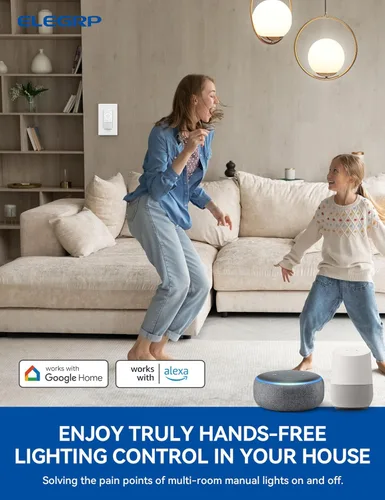 Vista 3 de ELEGRP Interruptor inteligente con sensor de movimiento, interruptor de luz Wi-Fi de 3 vías de 2.4 GHz, compatible con Alexa y Google Assistant