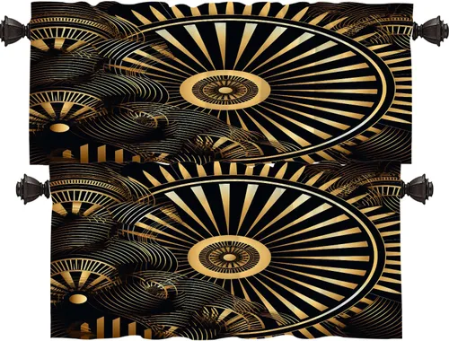 Vista 82 de Shrahala Floral Abstract Design Tier Curtains for Kitchen Windows, Minimalist Flower Illustration Window Curtain Panels Multilayer Polyester