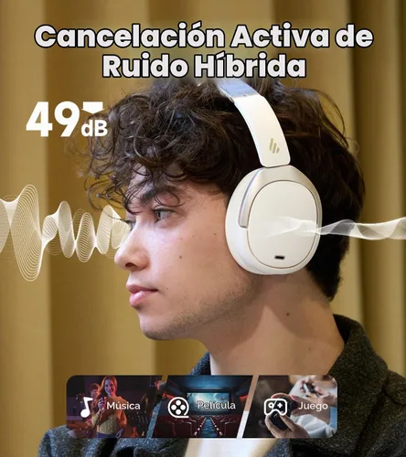 Vista 3 de Edifier W80 - Auriculares sobre la oreja con cancelación activa de ruido de Negro