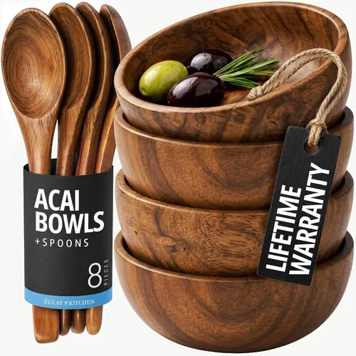 Vista 13 de Zulay Kitchen Juego de 5 cucharas de madera extragrandes - Utensilios de cocina de teca lisa - Cucharón, espátula, espumadera, tenedor, cuchara