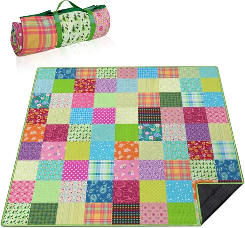 Vista 36 de Supfitness Manta de picnic extra grande impermeable plegable (60 x 80 pulgadas), manta de playa impermeable a prueba de arena, 3 capas para el aire