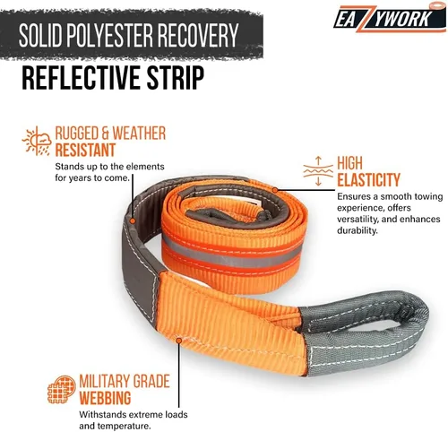 Vista 2 de Correas de eslinga de elevación súper resistentes de 3"x10 pies, capacidad de carga de rotura de 25000 libras, eslinga de elevación para trabajo