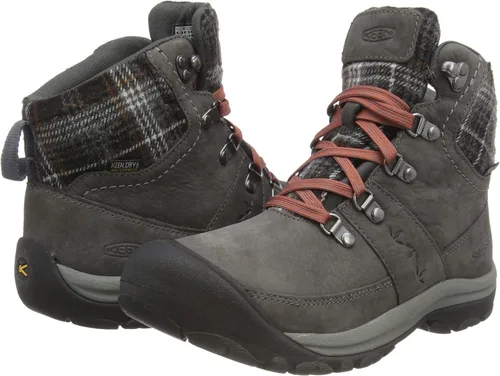 Vista 8 de KEEN Kaci 3 - Botas de nieve impermeables con aislamiento térmico para mujer, Concha de tortugacuadros rojos