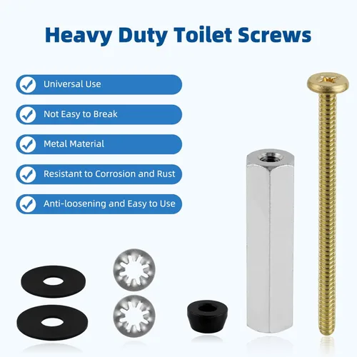 Vista 2 de Tornillos universales de latón macizo para asiento de inodoro, 2 piezas de pernos de metal para asiento de inodoro, pernos de piso de inodoro
