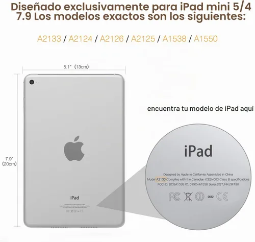 Vista 2 de MoKo Smart Case for iPad mini 5 2019/Mini 4 2015 7.9 inch, Rose Gold 1-Oro Rosa