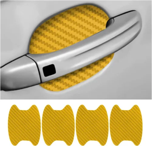 Vista 12 de 4 calcomanías protectoras de manija de puerta de auto, película protectora universal de fibra de carbono antiarañazos para manija de puerta de auto