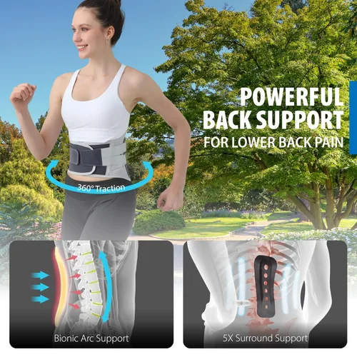 Vista 2 de Soporte de espalda para hombres, alivio del dolor de espalda baja, cinturón de apoyo lumbar con almohadilla transpirable, soporte de espalda