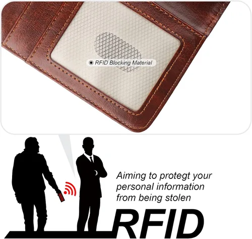 Vista 6 de Bocasal Funda tipo cartera desmontable para iPhone 13 Pro con bloqueo RFID, ranuras para tarjetas, soporte de cuero PU premium con soporte magnético