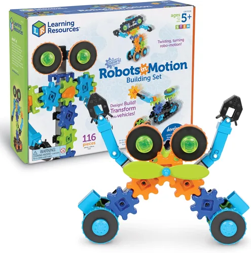 Learning Resources Gears Gears Gears Robots In Motion - Juguetes de construcción, actividades STEM, habilidades motoras finas, kit explorador de