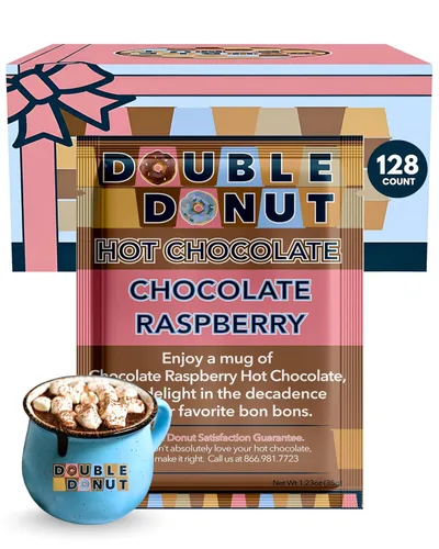 Vista 11 de Chocolate caliente con sabor a dona doble, chocolate caliente de frambuesa, paquetes de chocolate caliente, mezcla de cacao caliente, paquete de 32