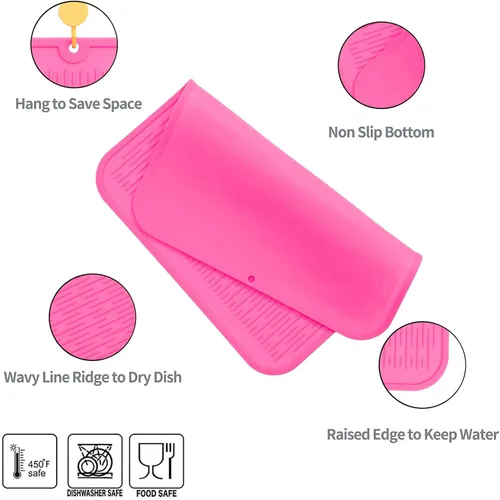 Vista 697 de MicoYang Alfombrilla de Silicona para Secar Platos de Múltiples Usos, Fácil de Limpiar, Ecológica, Alfombrilla de Silicona Resistente al Calor