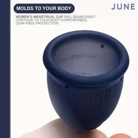 Vista 7 de Co, June Cup for Women - Copas menstruales reutilizables - Copa de período amigable con el pH - Copa menstrual flexible, Copa de silicona de grado