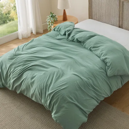 Vista 93 de Bedsure Funda de edredón de tamaño King suave y prelavada, gris oscuro, 3 piezas, 1 funda de edredón de 104 x 90 pulgadas con cremallera y 2 fundas