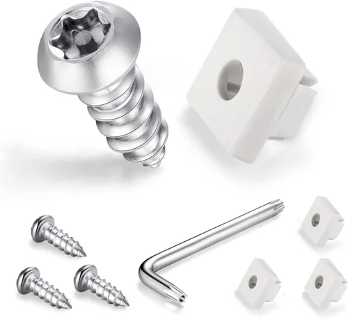 STEEL HAWK Kit de cierre de seguridad para placa de matrícula de acero inoxidable, 4 tornillos Torx de seguridad con retenedores de nailon a juego y