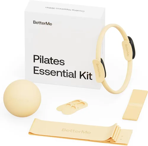 Vista 11 de BetterMe Pilates Essential Kit - Pilates Ring, Long Resistance Bands, Pilates Loop Bands, Ball and More - Complete Home Pilates Kit for Women Negro