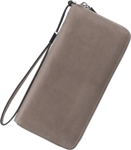 Vista 73 de Lavemi Pequeña cartera compacta para mujer, con bloqueo RFID, de piel auténtica, plegable, con ventanas de identificación, negro, (1- Black)