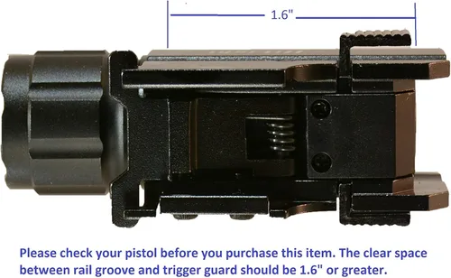 Vista 4 de Linterna estroboscópica LED Aimkon HiLight P10S de 500 lumen para pistolas, con carril de liberación rápida para marcas Glock , Sig Sauer, Smith &
