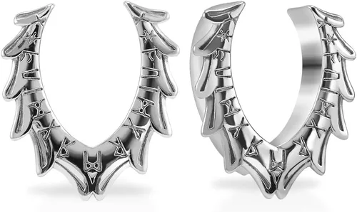 PUNKYOUTH 2PCS Opening Ear Gauges Gold Floral Ear Stretchers Hangers Stainless Steel Saddle Plug and Tunnels For Ear Double Flared Piercings 0g to 1