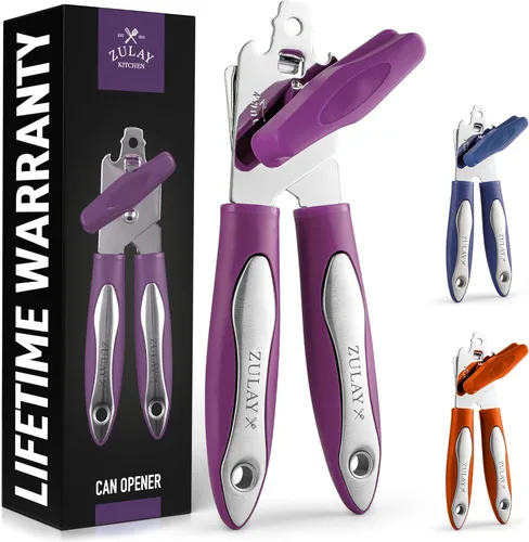 Vista 7 de Zulay Kitchen Abrelatas de mano – Abrelatas manual duradero cuchillas de acero inoxidable de corte de borde liso – Abrelatas manual resistente