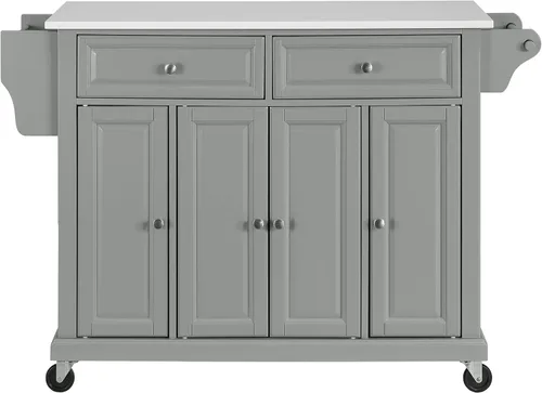 Vista 112 de Crosley Furniture isla de cocina con ruedas, Madera, Blanco