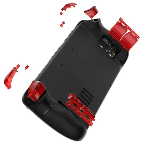 Vista 9 de eXtremeRate Juego completo de botones de repuesto de color rojo transparente para cubierta de vapor, parachoques ABXY D-pad personalizado