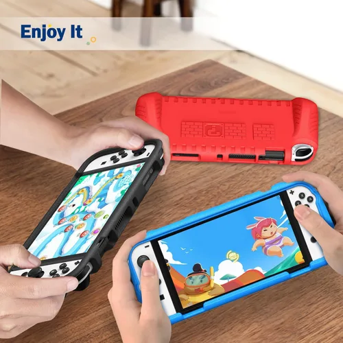 Vista 7 de Fintie Kids Case for Nintendo Switch OLED Model 2021 with Game Card Slots - Kids Friendly Ultralight Shockproof Protective Cover, Ergonomic Grip