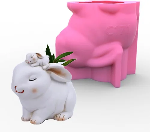 Vista 16 de Molde de silicona para macetas, moldes de silicona en forma de animal 3D para hormigón, cemento, yeso, arcilla polimérica, fundición de resina