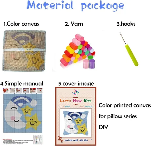 Vista 2 de Kit de ganchos de pestillo Funda de almohada Cojín de lona con estampado de flores de cerezo en flor, hilo de ganchillo, costura, kit de pestillo