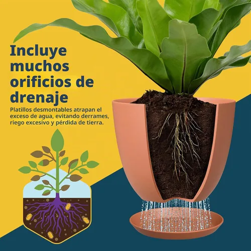 Vista 6 de Terracotta Plant Pots with Drainage Holes & Saucers 5 Pack, Indoor & Outdoor Stackable Space-Saving Planters for Houseplants & Flowers