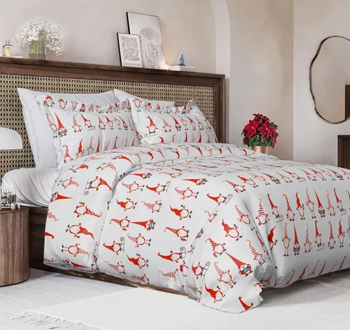 Vista 21 de Juego de funda de edredón de Navidad tamaño individual, funda de edredón extra suave con 1 funda de almohada, ropa de cama navideña con cierres