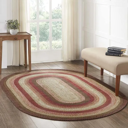 Vista 5 de VHC Brands Alfombra de especias de jengibre, mezcla de yute, medio círculo, bronceado rojo naranja, 16.5 x 33 pulgadas