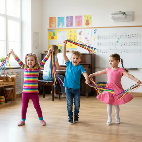 Vista 6 de Deekin 12 piezas de cinta de arco iris de madera Waldorf juguetes creativos Waldorf juego de cometas de mano serpentinas con anillo de madera