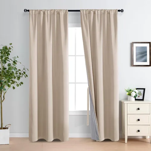Vista 93 de XWZO Cortinas 100% opacas de 84 pulgadas de largo con alzapaños, protección de privacidad, paneles de ventana de eficiencia energética con forro