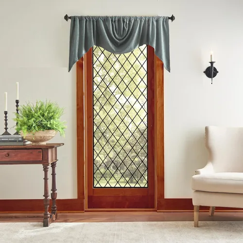 Vista 8 de Martha Stewart Naples Cenefa de cortina de felpilla sólida para ventana, color natural