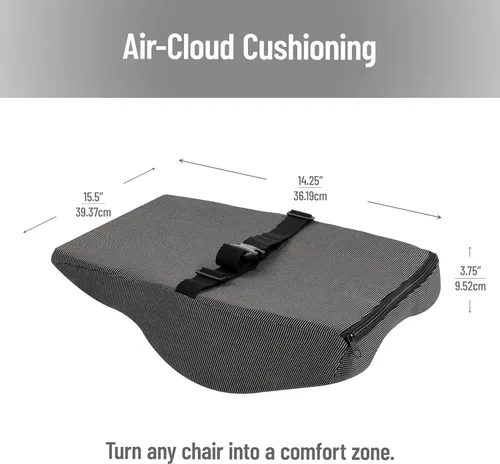 Vista 3 de Mind Reader Cojín de apoyo lumbar para silla de oficina y asiento de automóvil, espuma viscoelástica y núcleo de gel refrescante, tecnología