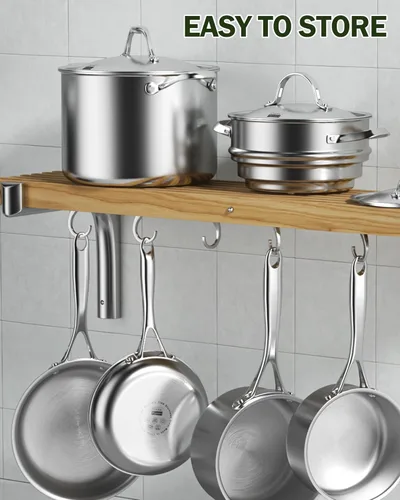 Vista 8 de Cooks Standard Sartén profunda, cubierta, de acero inoxidable revestido en múltiples capas, 5 cuartos de galón, 11 pulgadas., Acero inoxidable