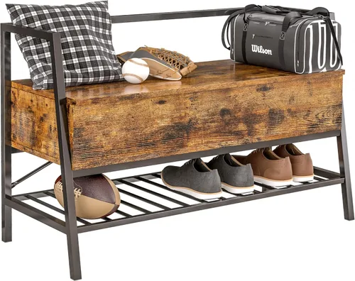 IRONCK Banco de almacenamiento con caja superior elevadora, banco de zapatos de entrada con zapatero, banco de entrada de 39.4 pulgadas, organizador