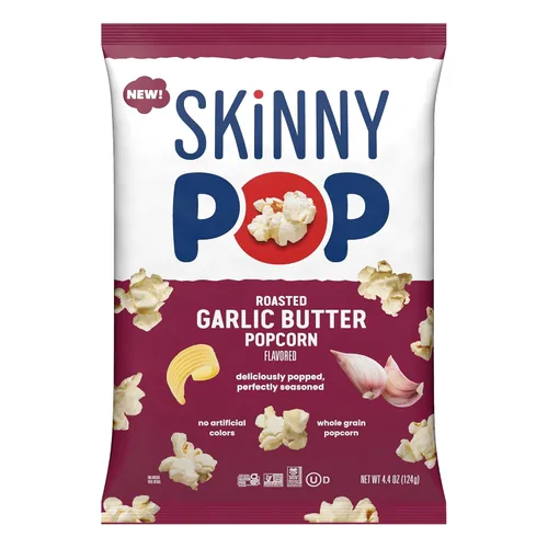 Vista 15 de SkinnyPop Palomitas de maíz, sabor mantequilla, hechas con mantequilla real, bocadillo de grano entero, bolsa de 4.4 onzas