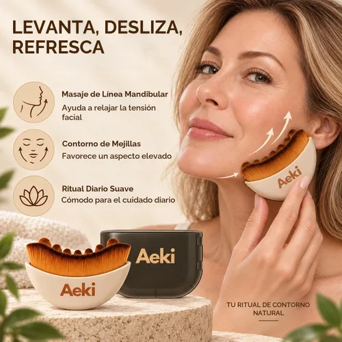Vista 3 de Aeki - Cepillo linfático para contorno facial con funda protectora de 1 set