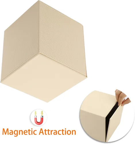 Vista 6 de Sumnacon Funda de Caja de Paños Cuadrada Elegante Caja de Paños con Base Magnética de PU, Funda de Paños de Cuero en Cubo para Sala de Estar, Baño