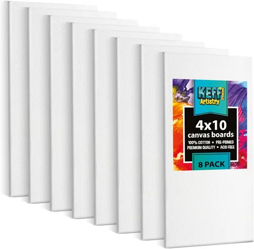 Vista 13 de KEFF Tablas de Lienzo para Pintar - 4x10 Paquete de 18 Paneles de Lienzo a Granel, 100% Algodón Lienzo Triple Impreso en Prima para Suministros