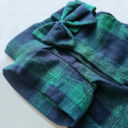 Vista 3 de Camisa a cuadros para perro, ropa suave y casual para mascotas, camisa de algodón para perros con moño para bodas, trajes de Navidad