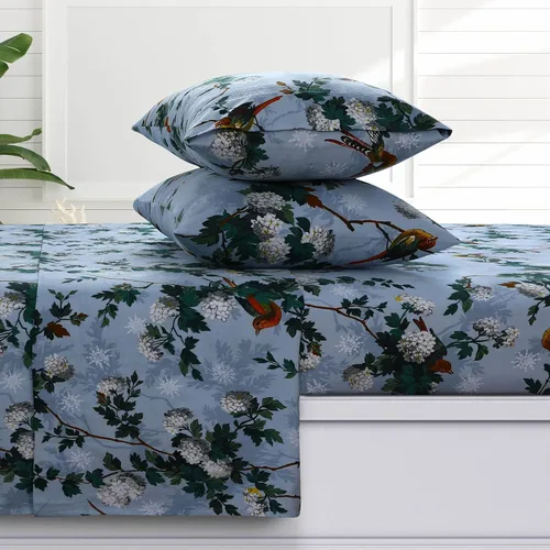 Vista 13 de Tribeca Living Juego de sábanas tamaño individual de franela estampada, súper suave, 100% algodón, bolsillo extra profundo ajustado con plano