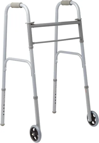 Medline Andadores plegables ligeros para personas mayores, adultos con ruedas de 5 pulgadas, marco de acero que soporta hasta 400 libras.