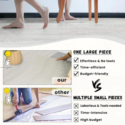 Vista 2 de Rollo de vinilo autoadhesivo de 23.6 x 118 pulgadas19 pies cuadrados, azulejos de vinilo resistentes al desgaste e impermeables para dormitorio