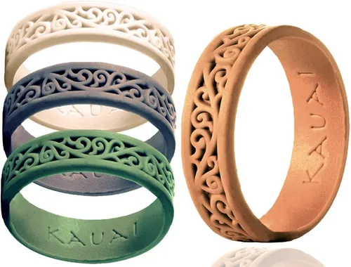 KAUAI, serie Timeless Elegance - Anillos de silicona para mujer, anillo de promesa, compromiso o boda para hombres y mujeres, anillo apilable,