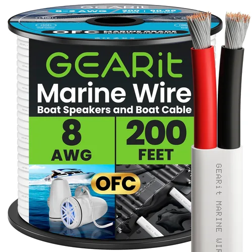 Vista 10 de GEARit Cable marino de calibre 12, 12/2 AWG (20 pies), cobre estañado de grado marino, libre de oxígeno, dúplex de 2 conductores, aislado rojo