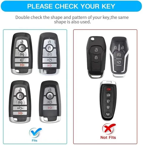 Vista 2 de MILD EAST Funda para Llave de Ford con Llavero, Estuche Protector de Llave de Carro con Soporte 5 Botones para Ford Explorer Fusion Escape Edge