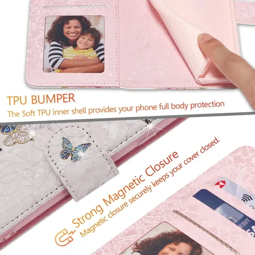 Vista 7 de UEEBAI Funda tipo billetera para Samsung Galaxy A16 4G/5G, cubierta de cuero PU con soporte, bloqueo RFID, funda flip con ranuras para tarjetas