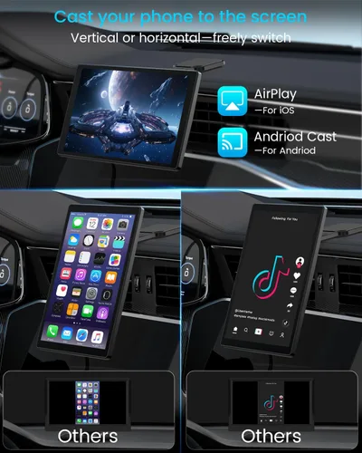 Vista 7 de Pantalla inalámbrica Apple CarPlay de 8" para automóvil con Android Auto y cámara de respaldo de 1080P, estéreo de coche con pantalla táctil